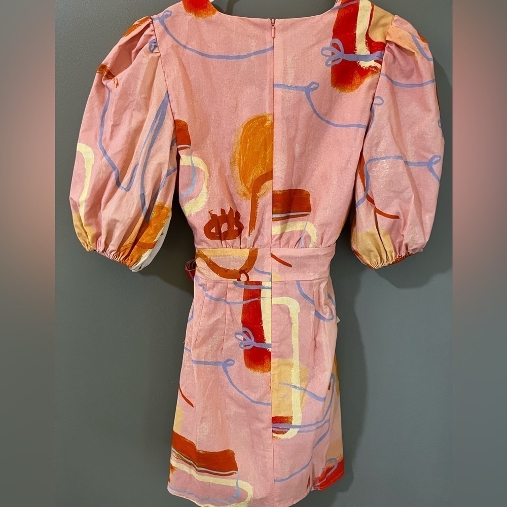 Finders Keepers Pink Wrap Sundress with Puff Sleeves - Picture 11 of 12